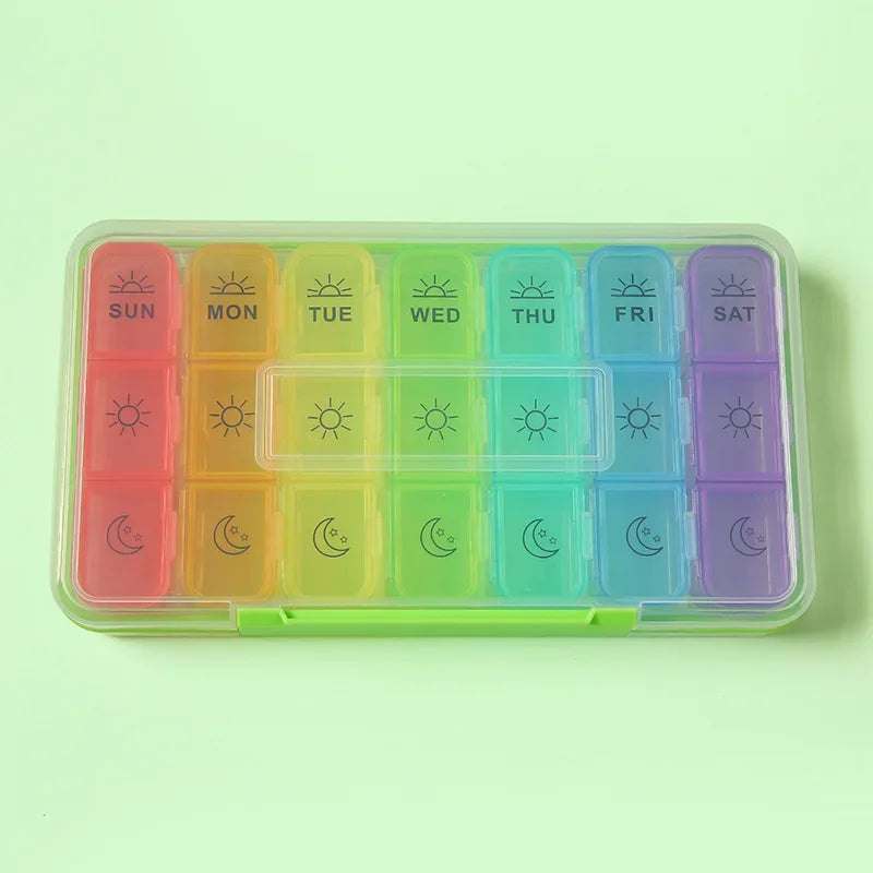 1 Set Pill Box 7 Days Medicine Storage Box 21 Grids 3 Times One Day Portable Travel Weekly Pill Organizer Medicine Organizer