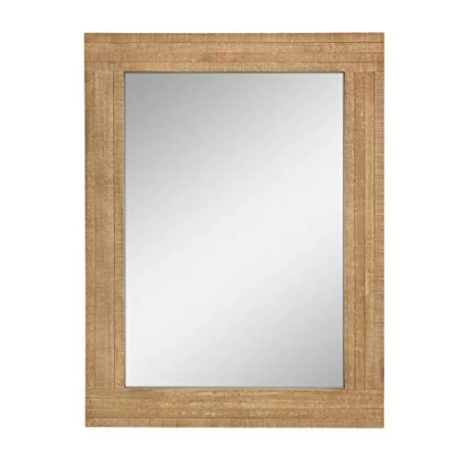 Natural Wood Frame Wall Mirror With Hanging Brackets Rustic Decor
