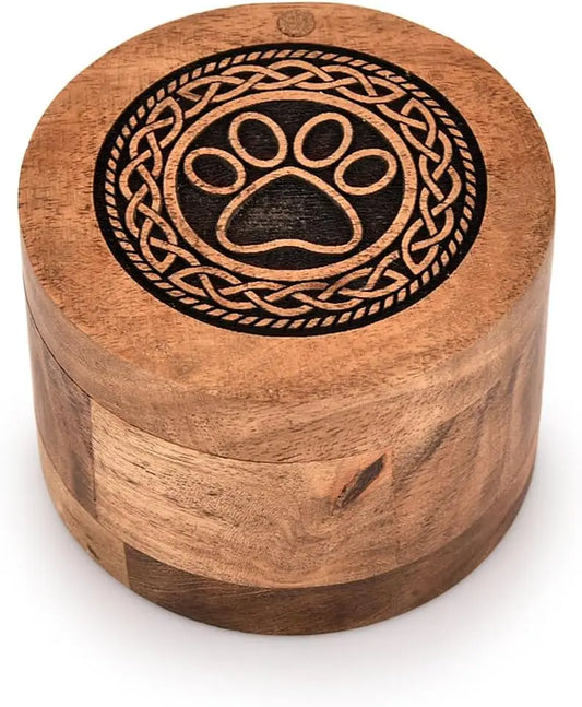 Wooden Pet Memorial Urn Keepsake Box for Cats and Dogs