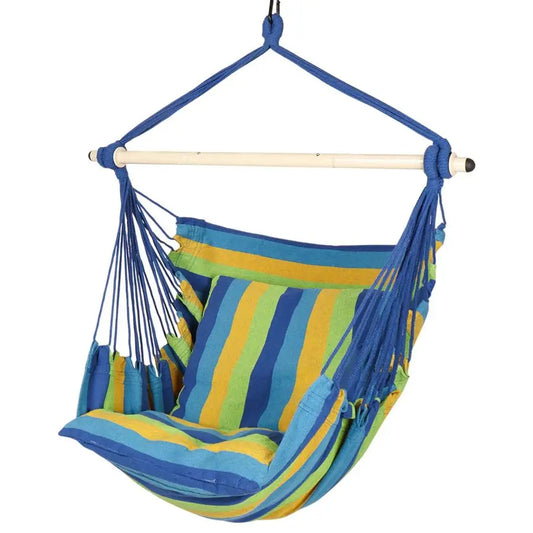 Hammock Chair Hanging Rope Swing Max 500 Lbs 2 Cushions Included Steel Spreader Bar with AntiSlip Rings for Any Indoor or Outdoo