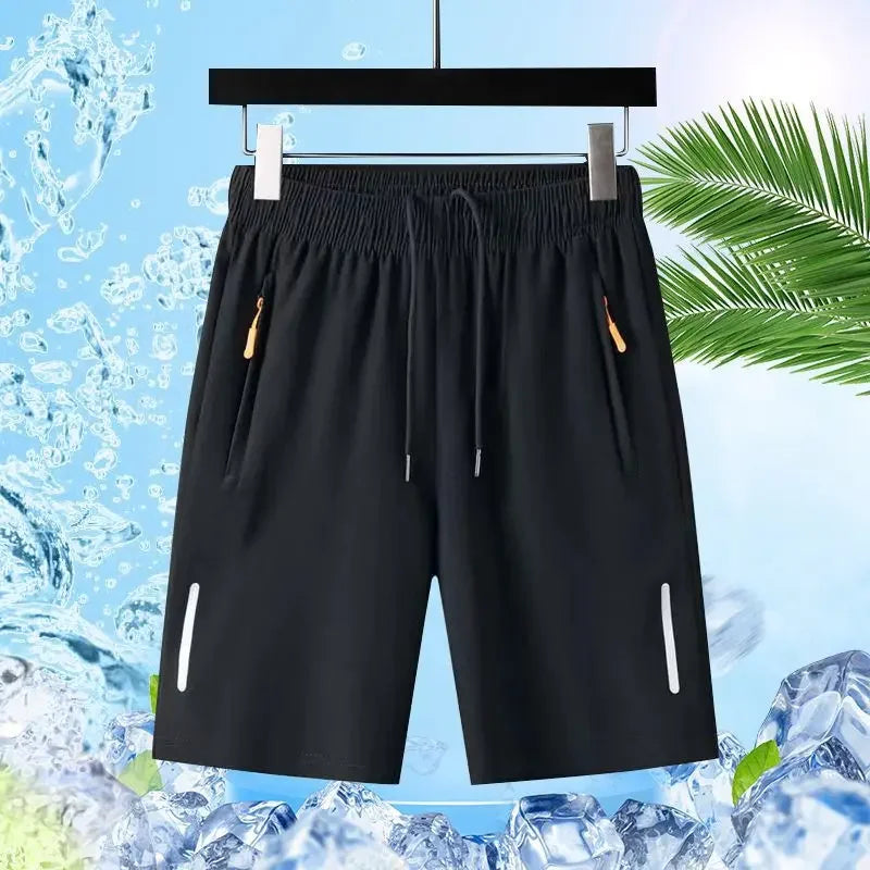 Summer Ice Silk Running Shorts Men Quick Dry Breathable Sportswear