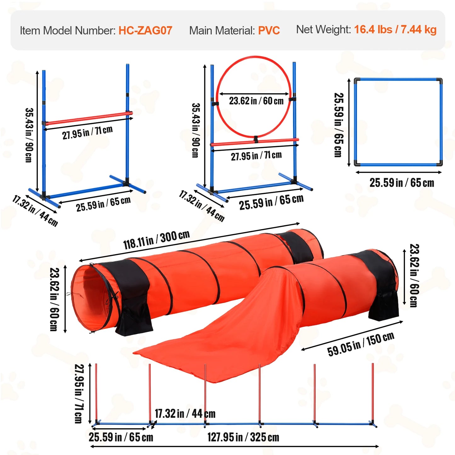 SucceBuy Dog Agility Training Equipment 4 Piece Set Hurdle Poles