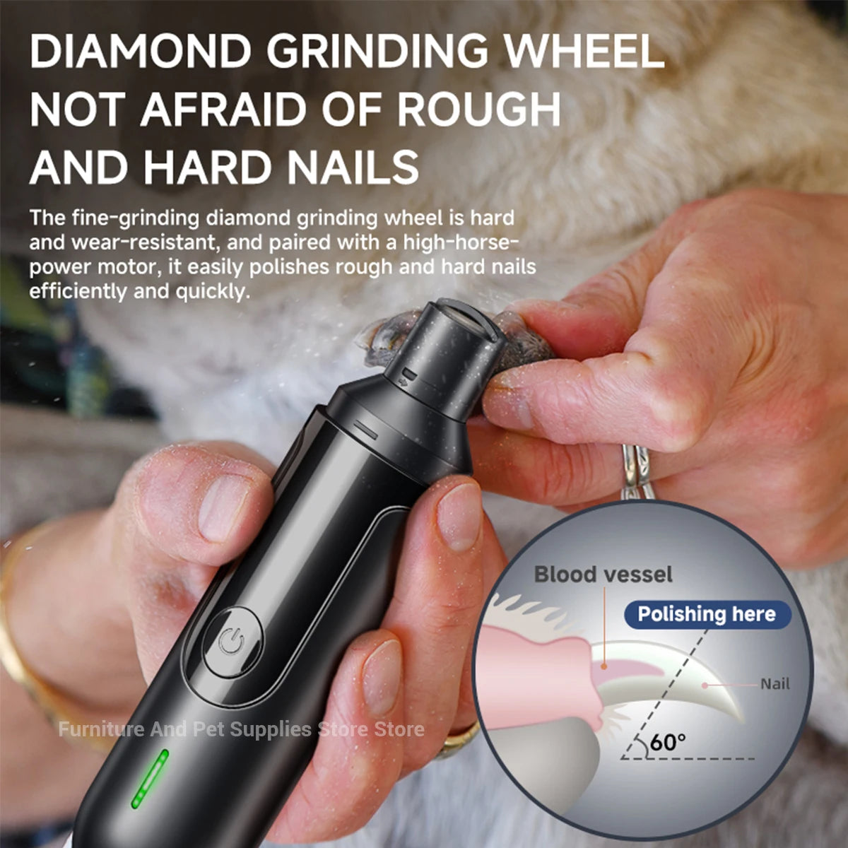 Electric Dog Nail Grinder USB Rechargeable Pet Nail Trimmers Painless