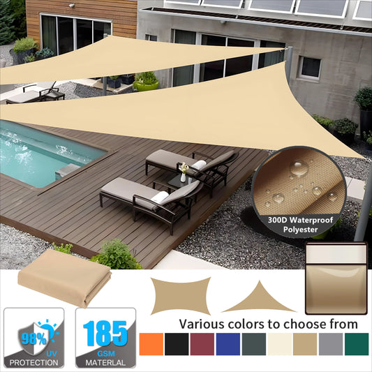 Triangle Sun Shade Sail Canopy UV Block Sunsail With Rope