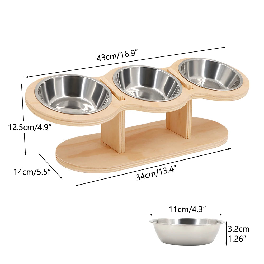 PETRAVEL Cat 3 In 1 Feeder With Tilted Stainless Bowls