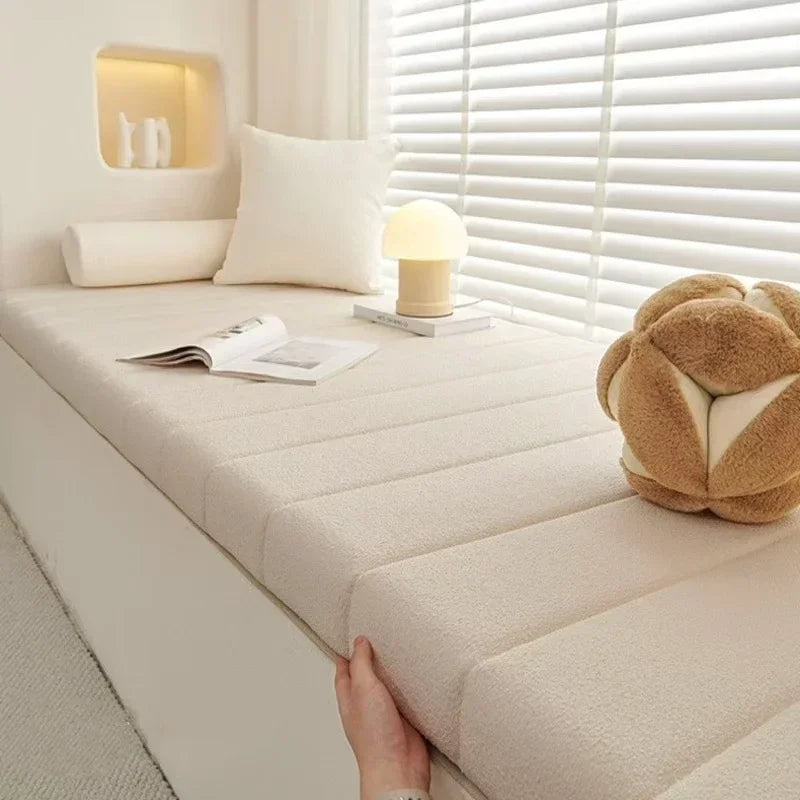 Custom 6cm Long Bench Cushions Teddy velvet Bay Window Chair Seat Long Mattress Padding Seat Pad Decorative Pads Swings