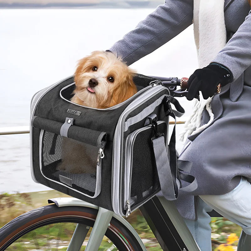 Foldable Expandable Soft Sided Pet Carrier Backpack For Bike Travel