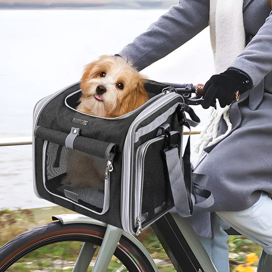 Foldable Expandable Soft Sided Pet Carrier Backpack For Bike Travel