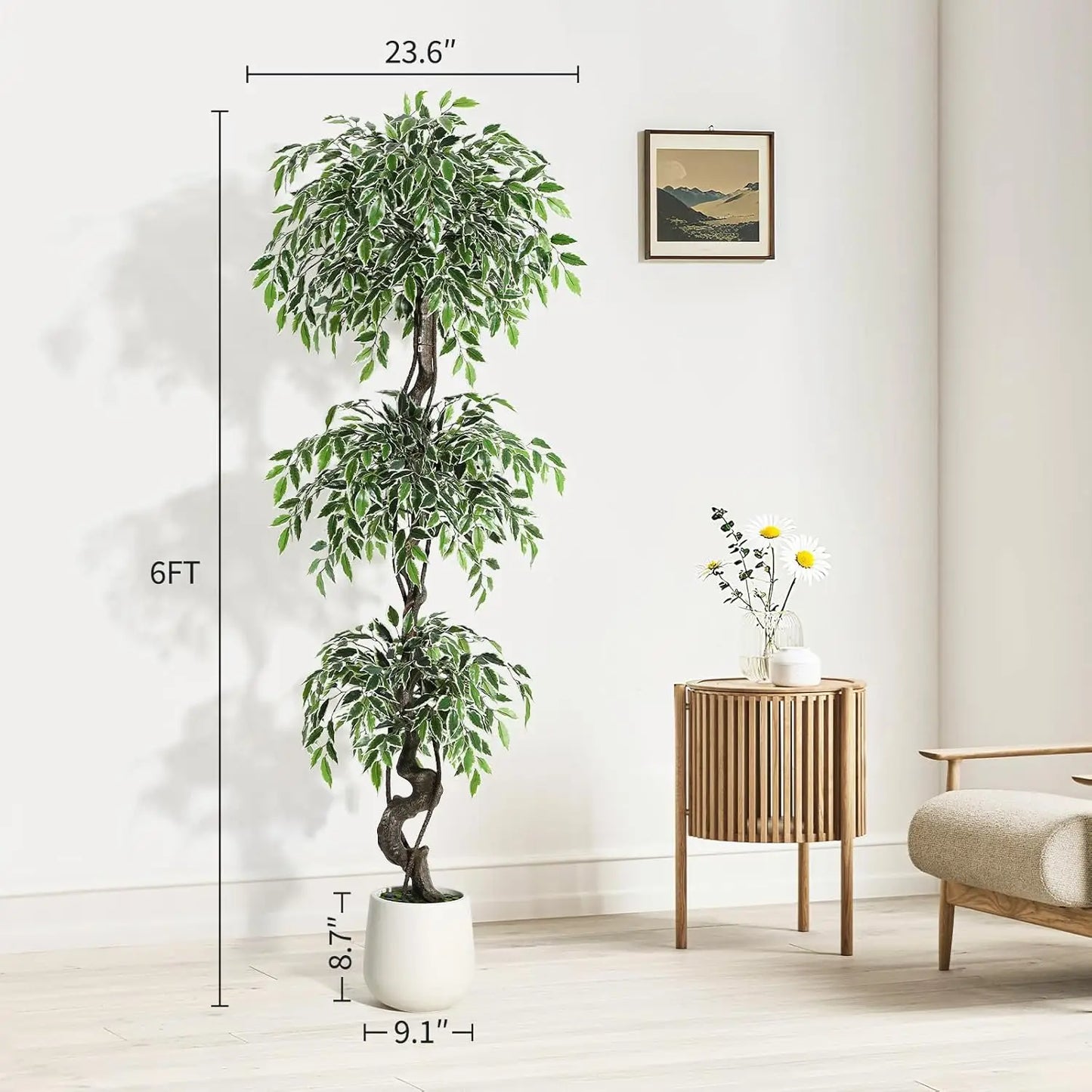 HiMISS Artificial Ficus Tree Indoor Outdoor Faux Plant Decor