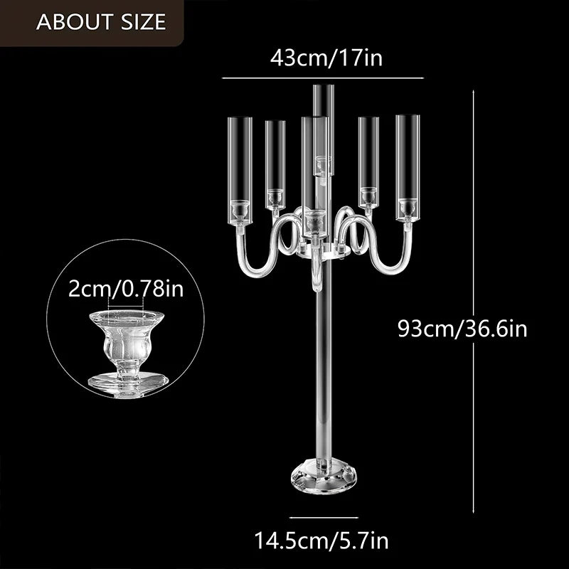 Acrylic Candle Holder Centerpiece Six Arm LED Wedding Decor