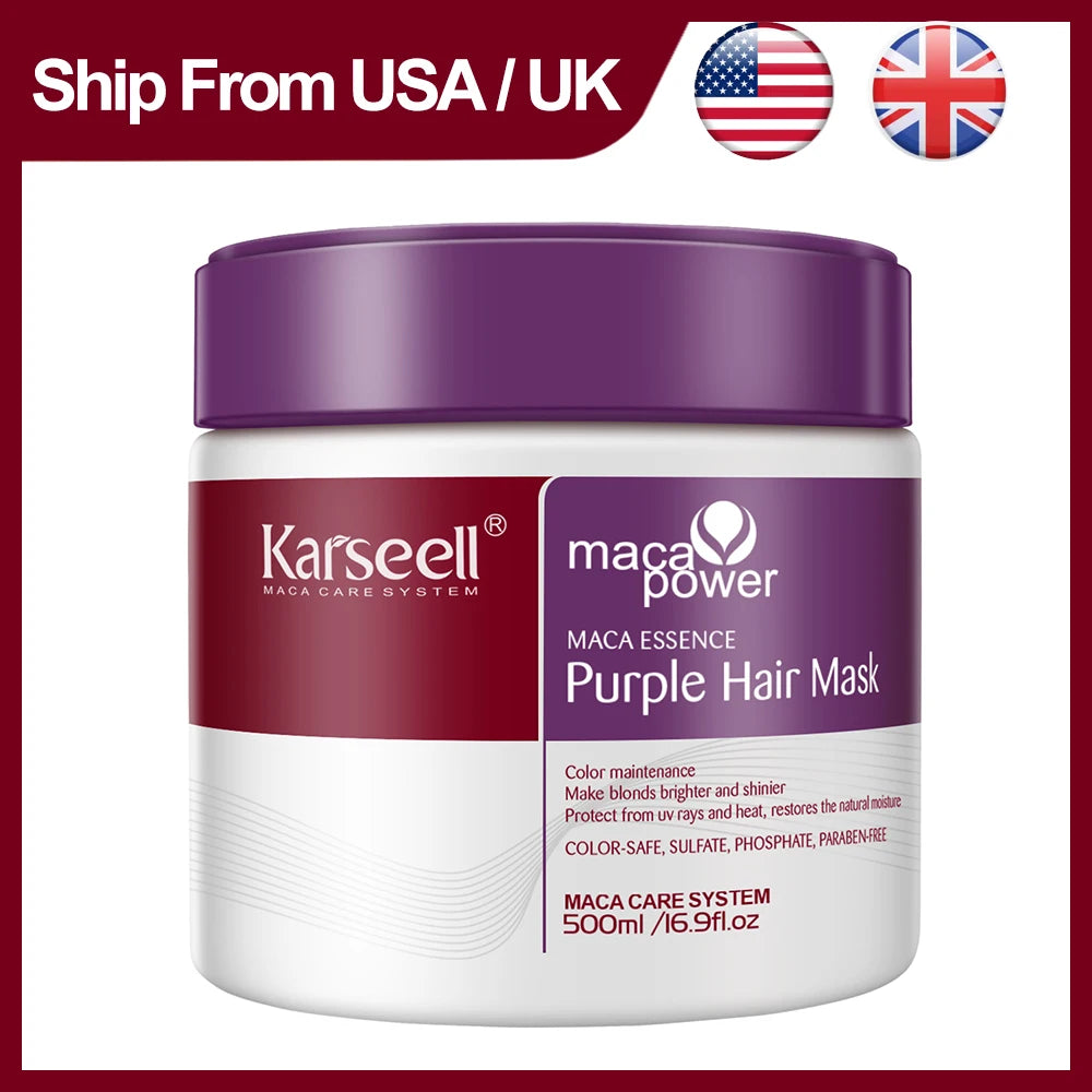 Karseell Purple Hair Mask 16.90 fl.oz 500ml Professional Neutralizes Brass Yellow Tones For Blonde Silver Gray Highlighted Hair