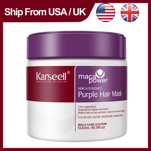 Karseell Purple Hair Mask 16.90 fl.oz 500ml Professional Neutralizes Brass Yellow Tones For Blonde Silver Gray Highlighted Hair