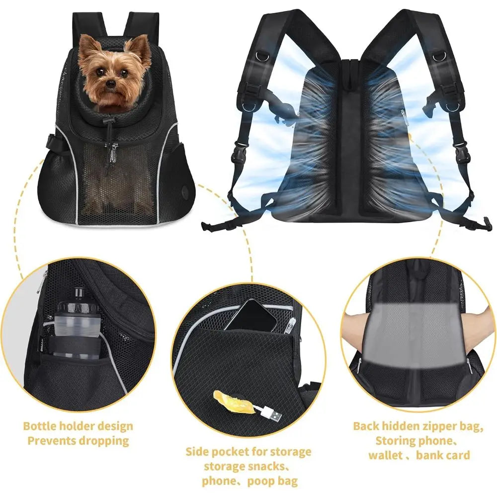 Pet Dog Carrier Backpack Front Ventilated Mesh For Travel
