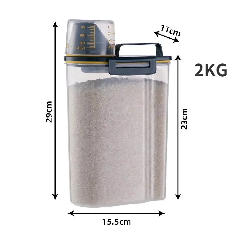 MoistureProof Plastic Dog Cat Food Storage Jar With Measuring Cup