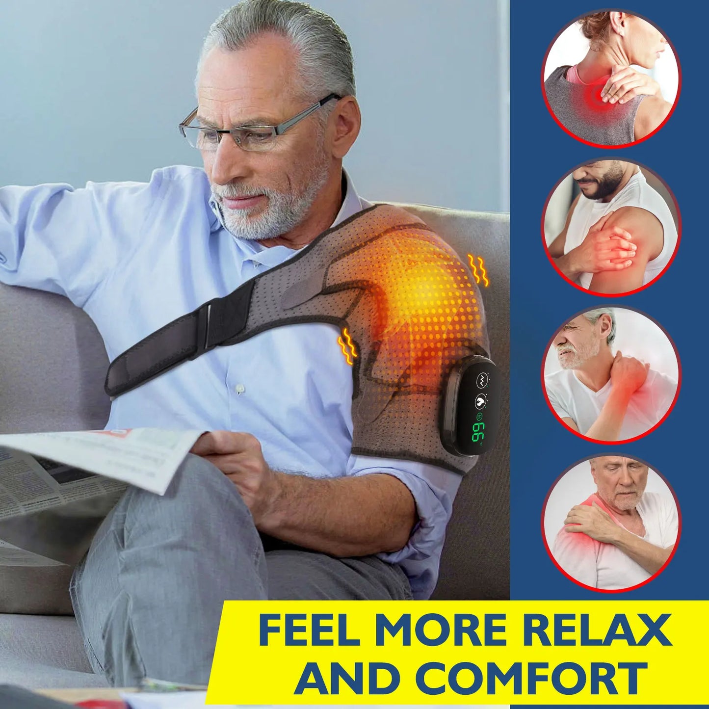 PASTSKY Electric Heating Shoulder Brace With LED Display Vibration Massage