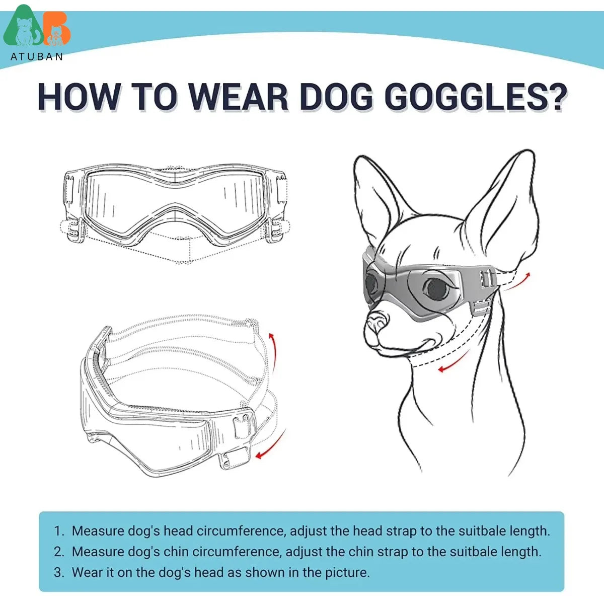 ATUBAN Dog Goggles Small Breed UV Protection Eyewear