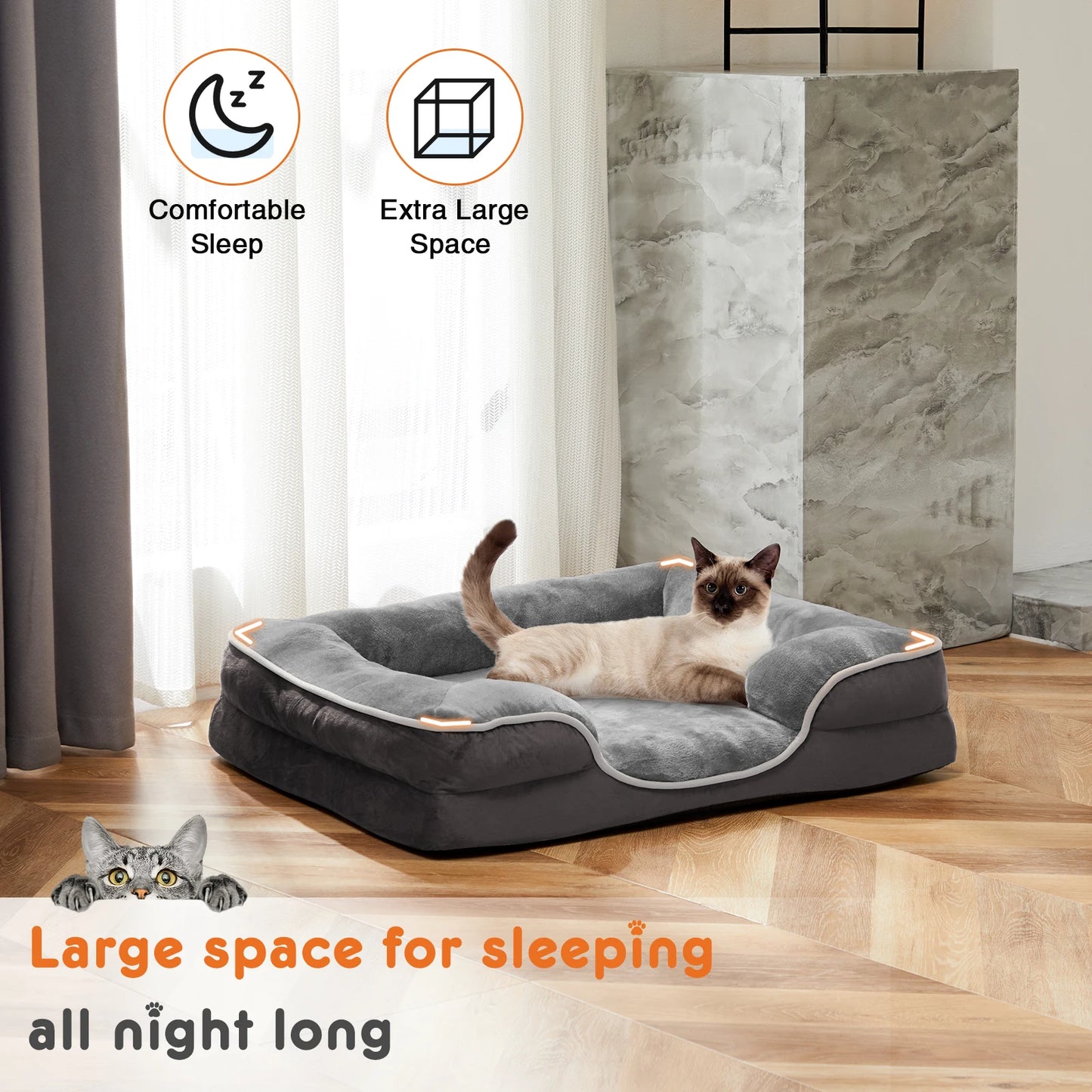 JHK Orthopedic Memory Foam Pet Bed For Dogs And Cats