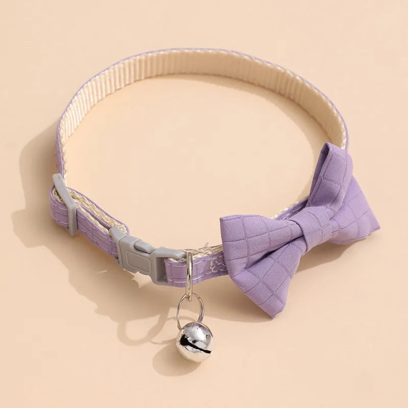Cat Bow Bell Collar Adjustable Velvet Pet Accessory For Cats