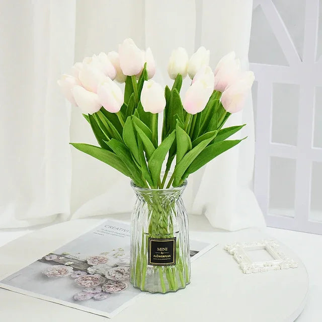 YONGSNOW Tulip Artificial Flowers Real Touch Wedding Bouquet