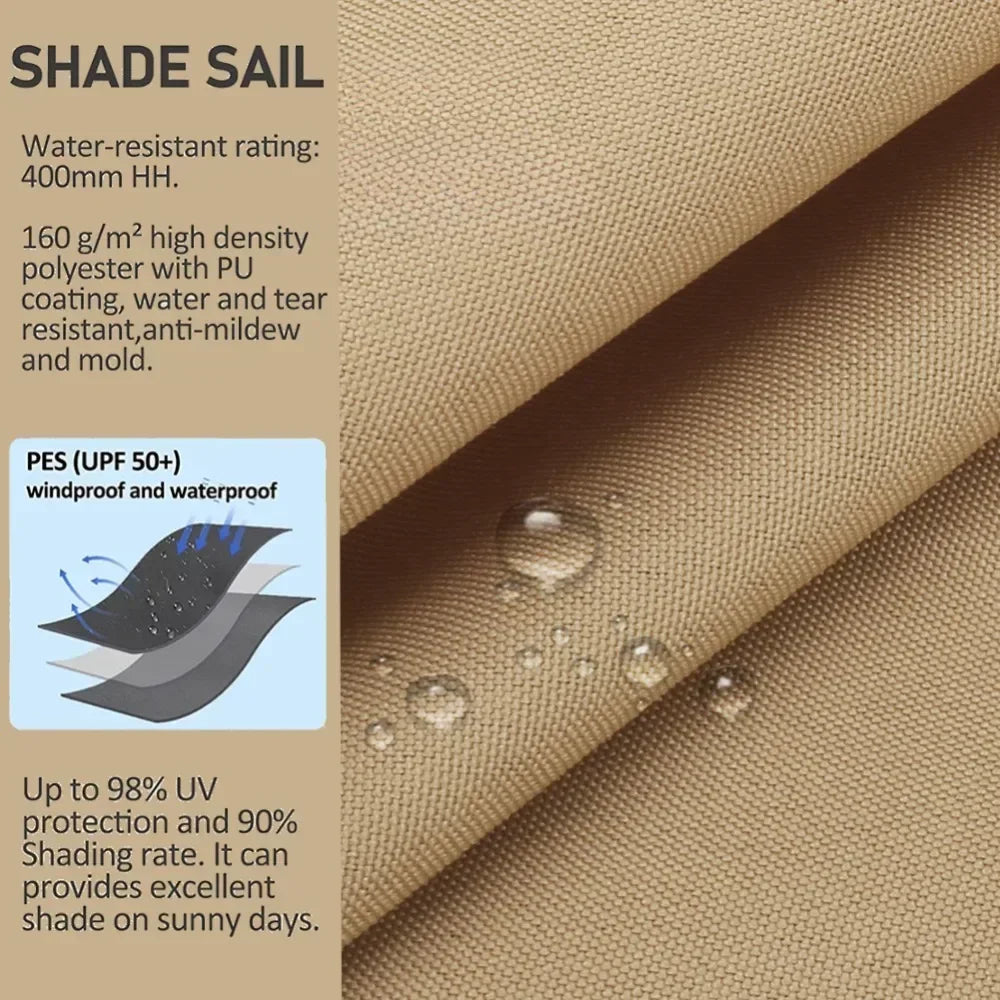 Triangle Sun Shade Sail Canopy UV Block Sunsail With Rope