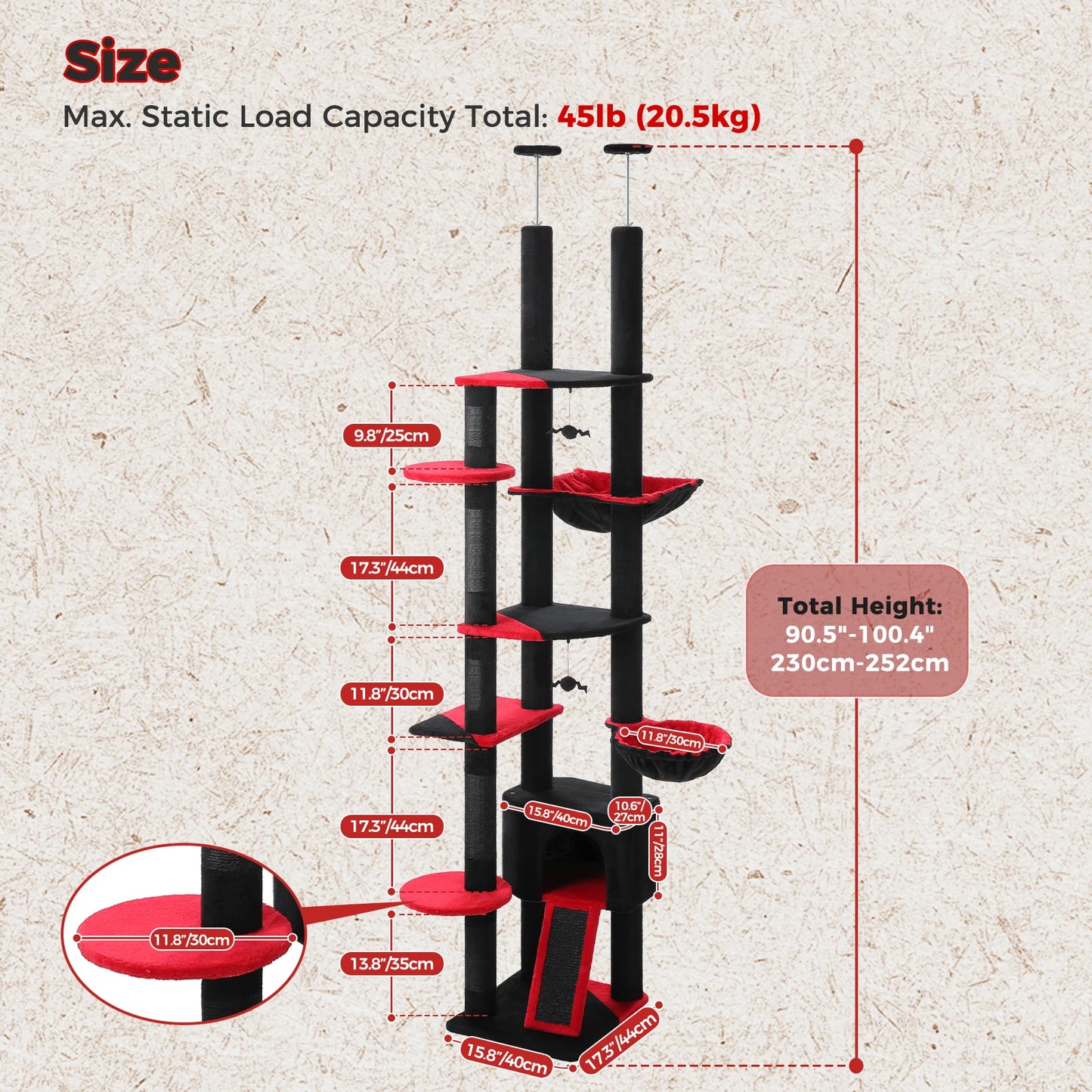 PAWZ Road Floor to Ceiling Cat Tree with Sisal Posts