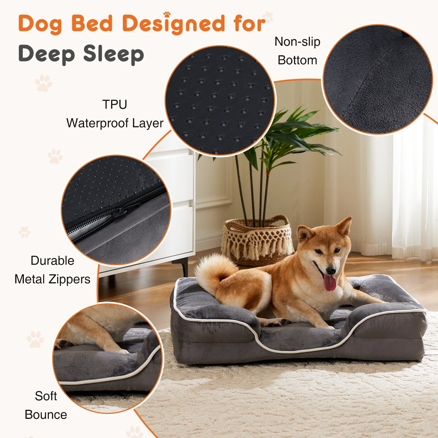 JHK Orthopedic Memory Foam Pet Bed For Dogs And Cats