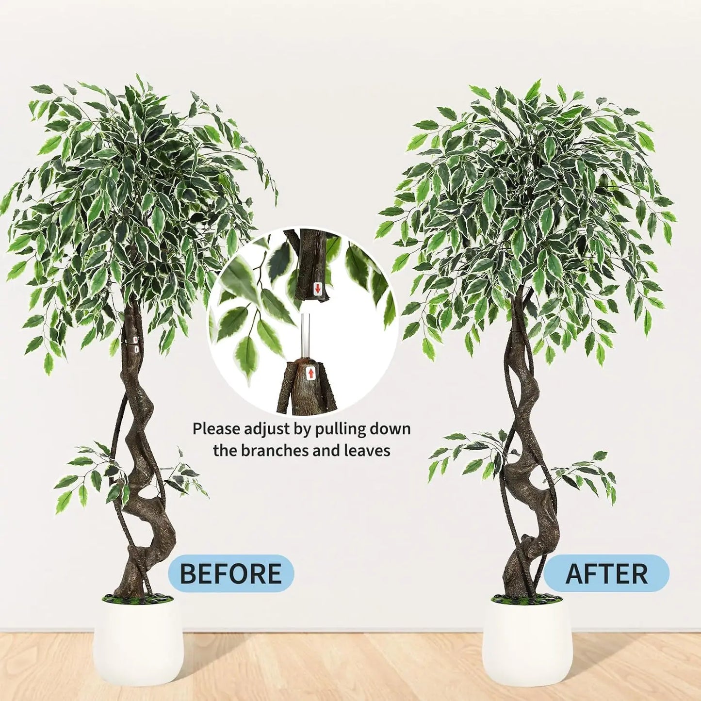 HiMISS Artificial Ficus Tree Indoor Outdoor Faux Plant Decor