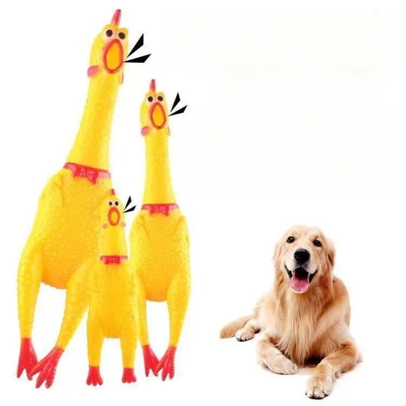 DKSTINYE Squeaky Screaming Chicken Dog Toy Rubber Chew Squeaker