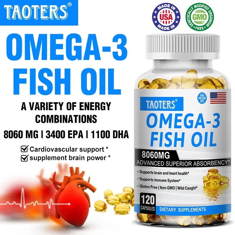 Taoters Fish Oil Omega 3 Supplement For Eyes Joints Skin Brain Immune Health
