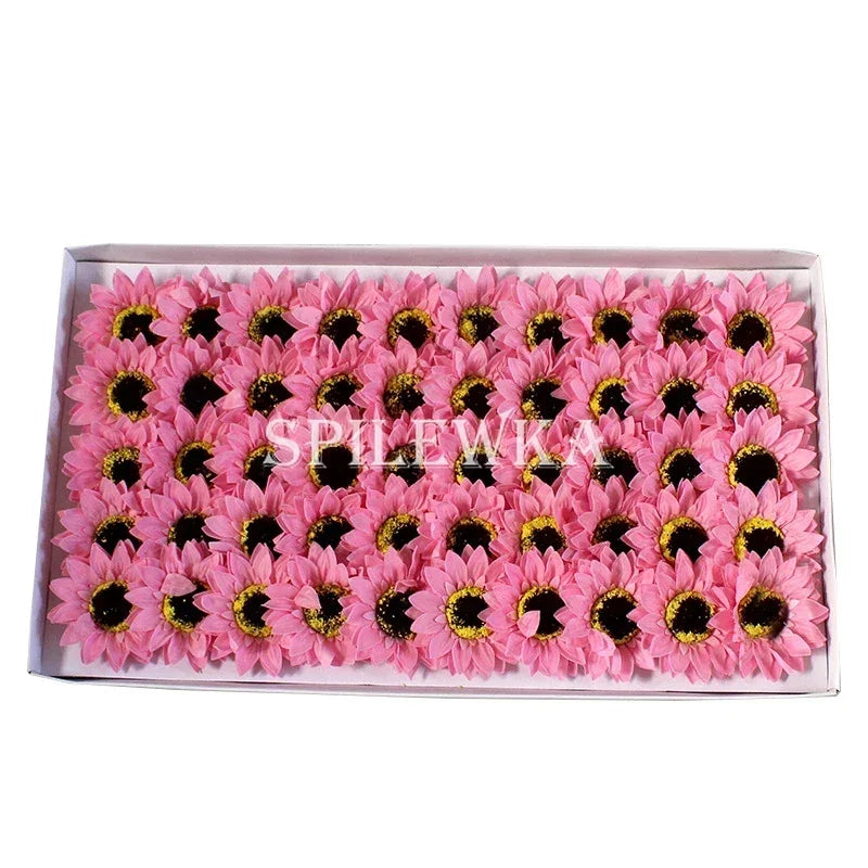 Sunflower Soap Artificial Flower Heads Gift Box Decor DIY