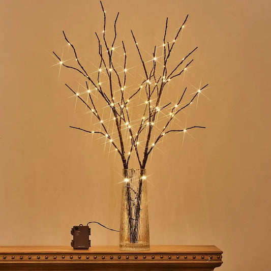 Lighted Brown Branches 32IN 100 LED with Timer Battery Operated, Artificial Tree Branch with Warm,Willow Branch Lights for Home