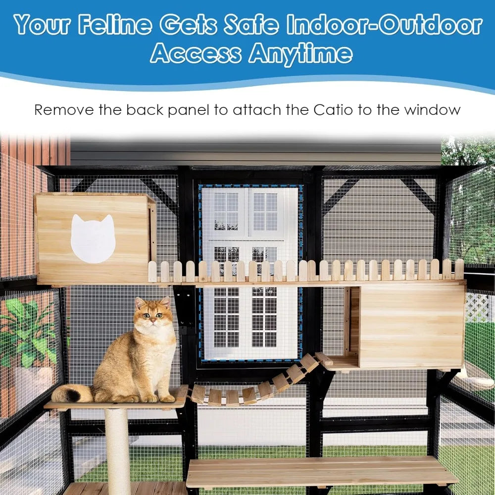 Catio Outdoor Cat Enclosure Walk-In Cat House For Multiple Cats