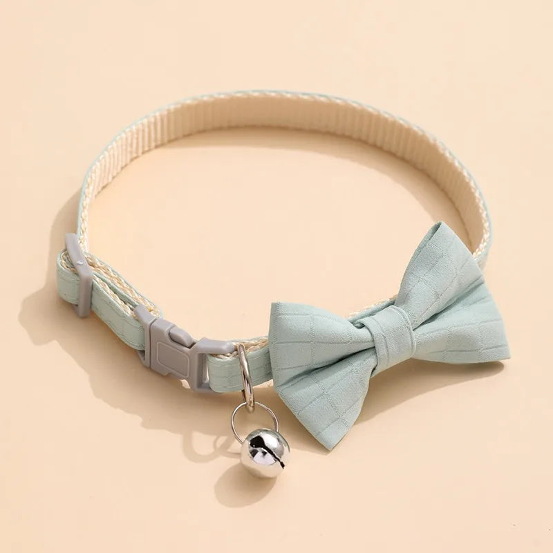 Cat Bow Bell Collar Adjustable Velvet Pet Accessory For Cats
