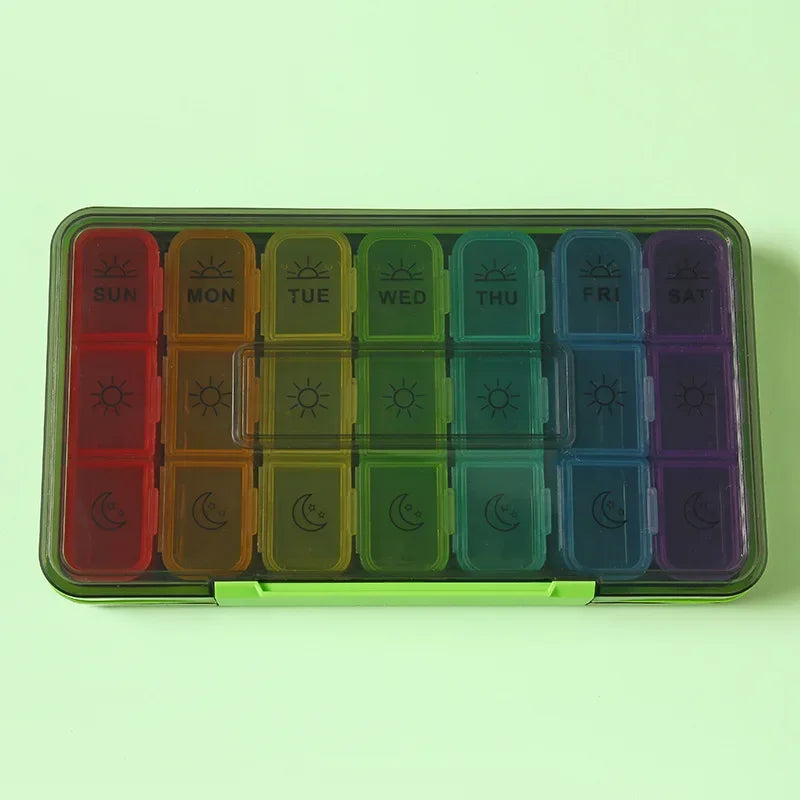 1 Set Pill Box 7 Days Medicine Storage Box 21 Grids 3 Times One Day Portable Travel Weekly Pill Organizer Medicine Organizer