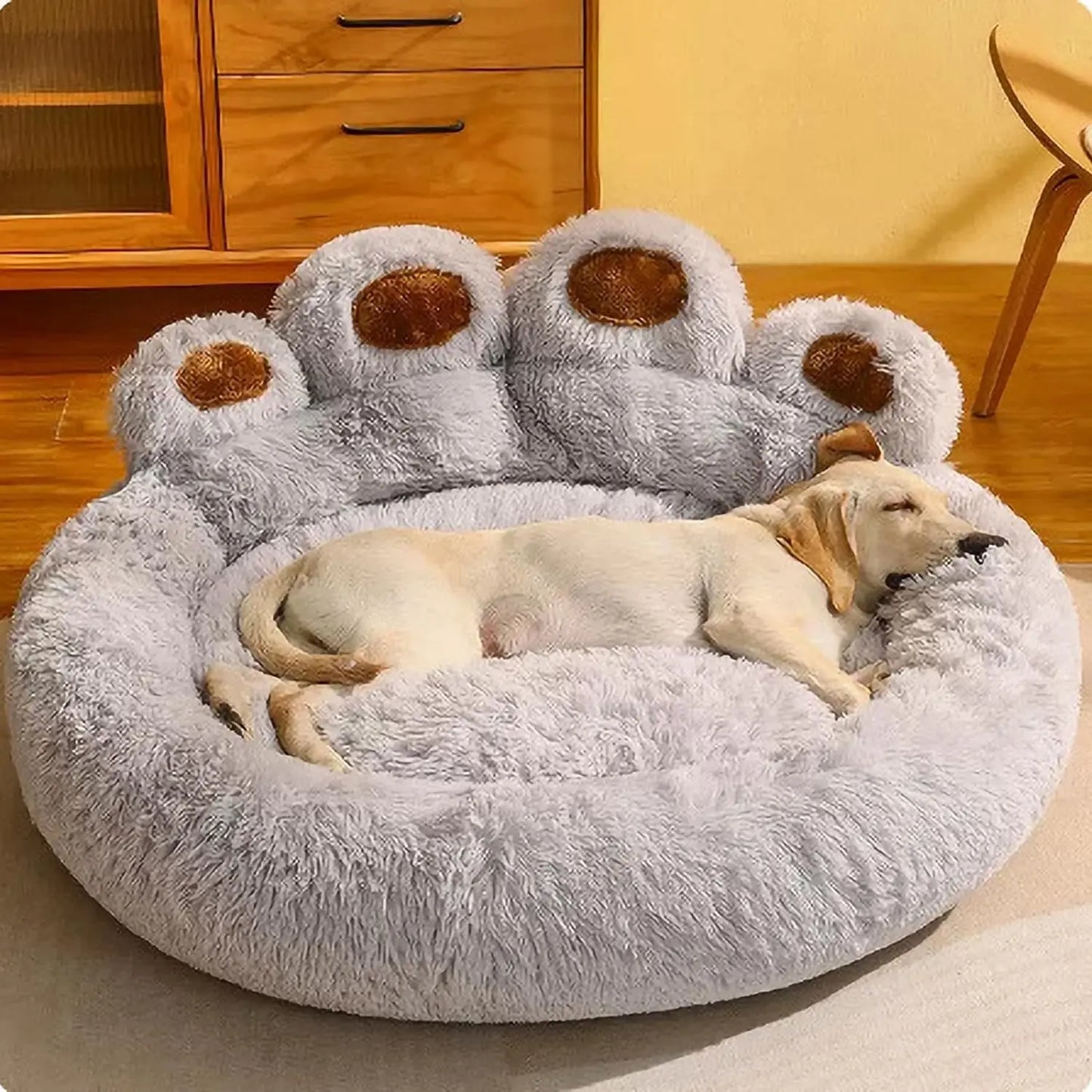 Round Plush Orthopedic Donut Dog and Cat Bed for Pets