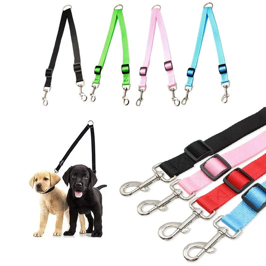 Double Twin Dual Coupler Dog Leash for Two Dogs Lead