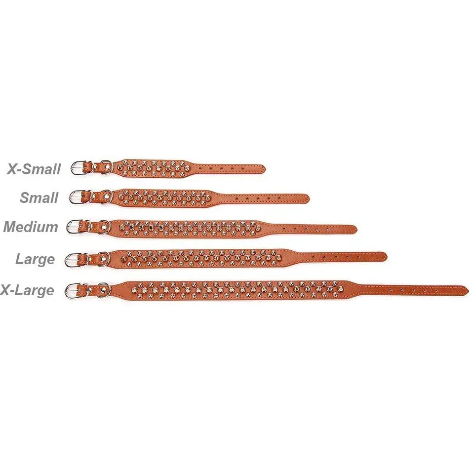 Adjustable Leather Pet Dog Collar Neck Strap Supplies PU Leather Punk Rivet Spiked Dog Collar Pet Collars for Small Dog Cat