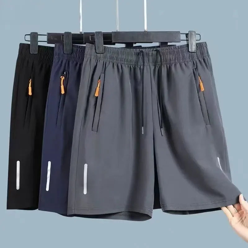 Summer Ice Silk Running Shorts Men Quick Dry Breathable Sportswear