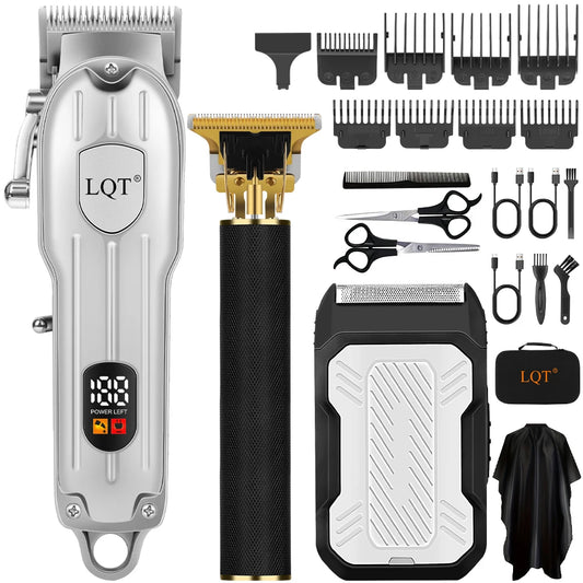 LQT 3pc Men's Hair Clipper Set Cordless USB Trimmer