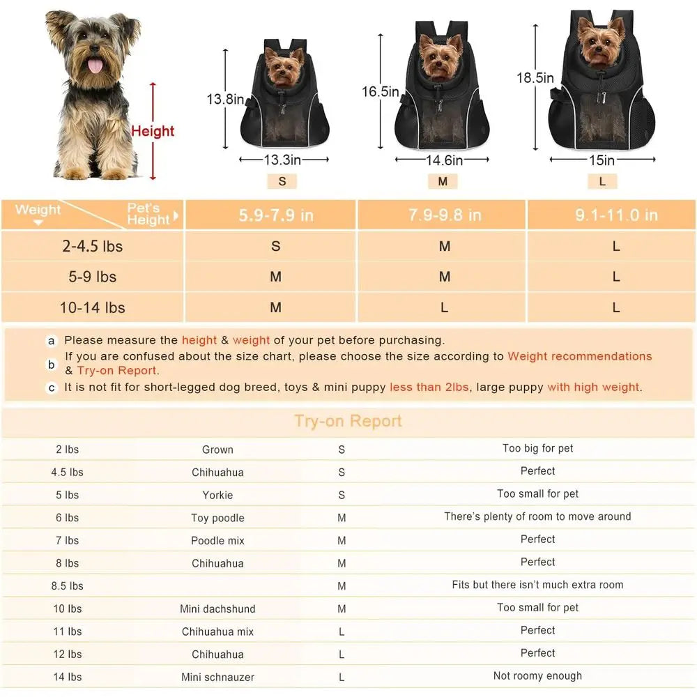 Pet Dog Carrier Backpack Front Ventilated Mesh For Travel