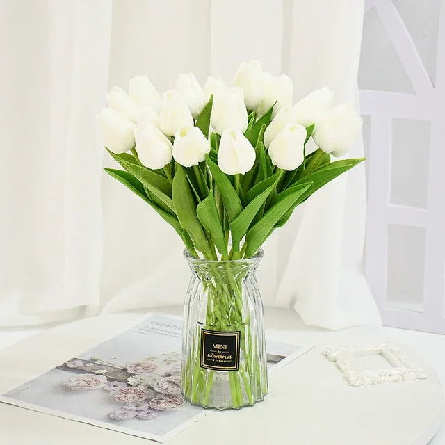 YONGSNOW Tulip Artificial Flowers Real Touch Wedding Bouquet