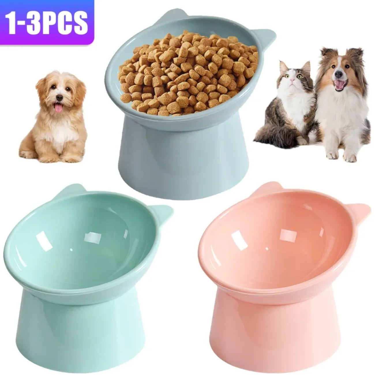 Diamri Tilted Elevated Cat Food Bowl Ergonomic Anti Vomit