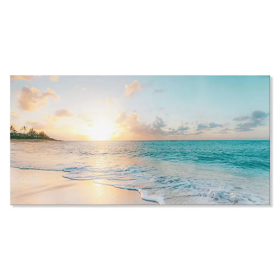 Ocean Beach Sunset Canvas Wall Art Seascape Framed Artwork