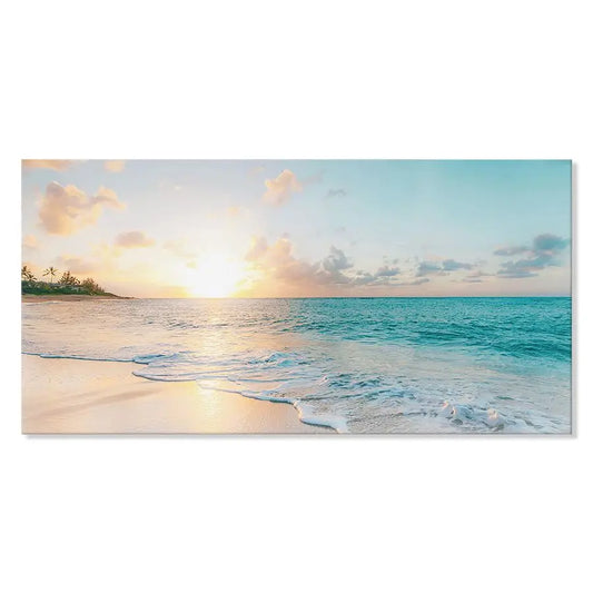 Ocean Beach Sunset Canvas Wall Art Seascape Framed Artwork