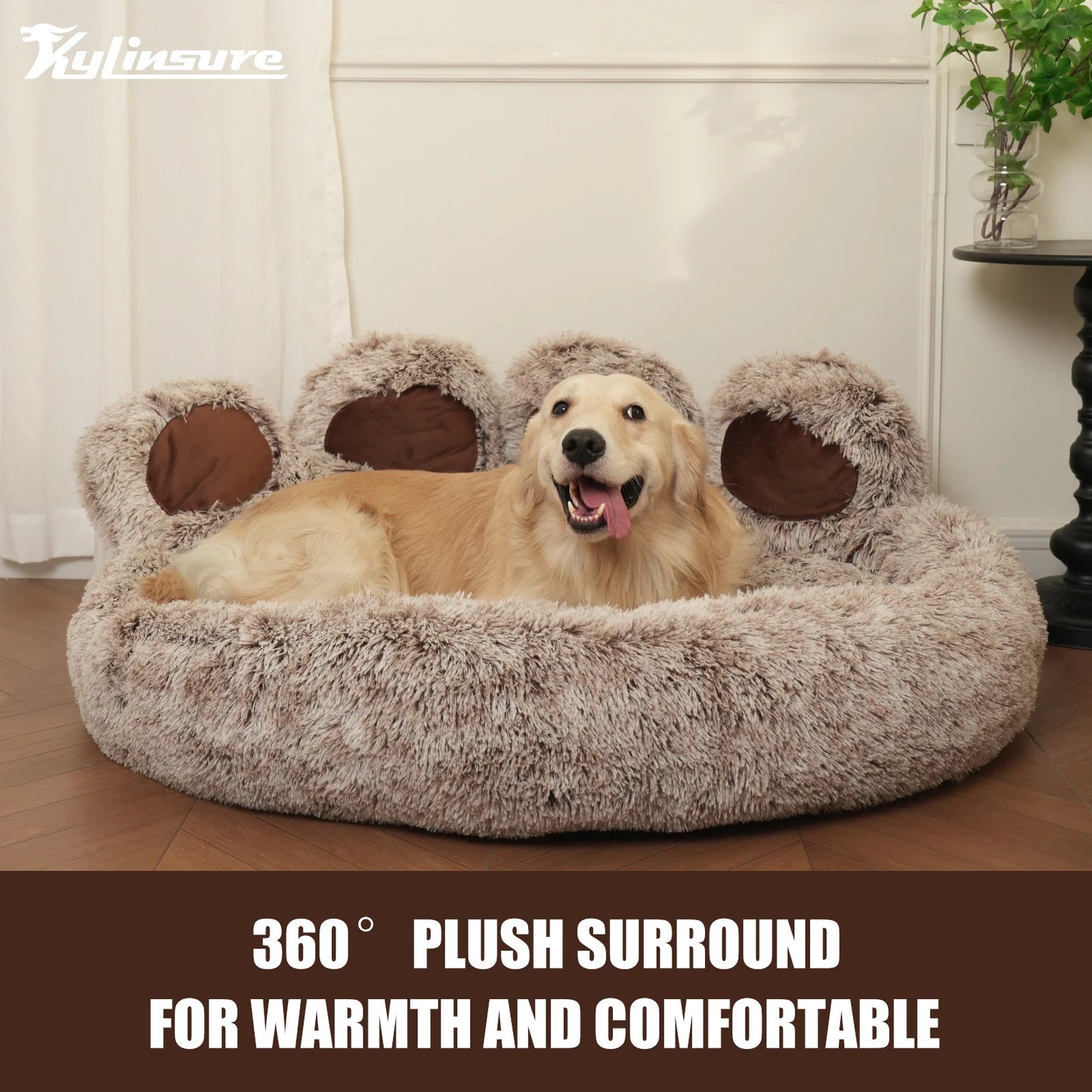 Round Plush Orthopedic Donut Dog and Cat Bed for Pets
