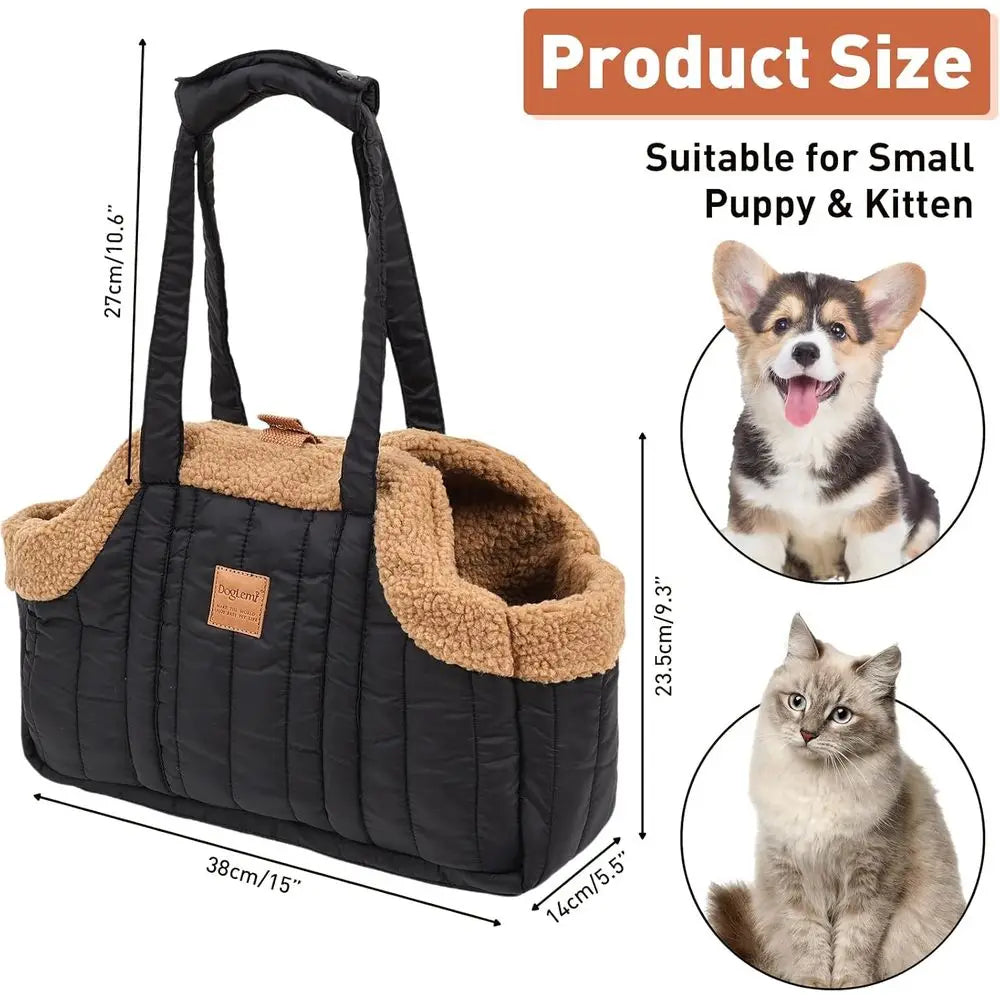 Dog Carrier Purse Winter Fleece Waterproof Pet Tote