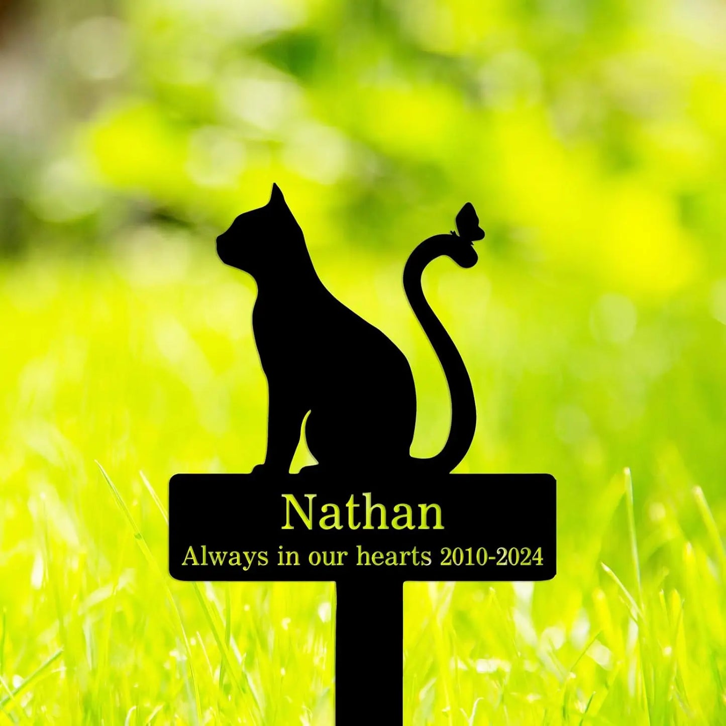 Custom Cat Memorial Grave Marker Stake Pet Plaque Outdoor Decor