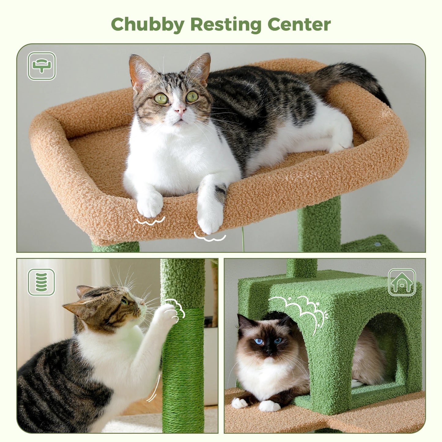 PAWZ Road Cactus Cat Tree Tower for Large Indoor Cats