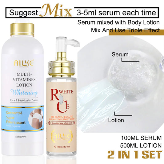 AILKE Multi-Vitamin Body Lotion, Whiten, Brighten, Remove Dark Spots, Hyperpigmentation, Moisturizes, Smoothes & Antioxidant