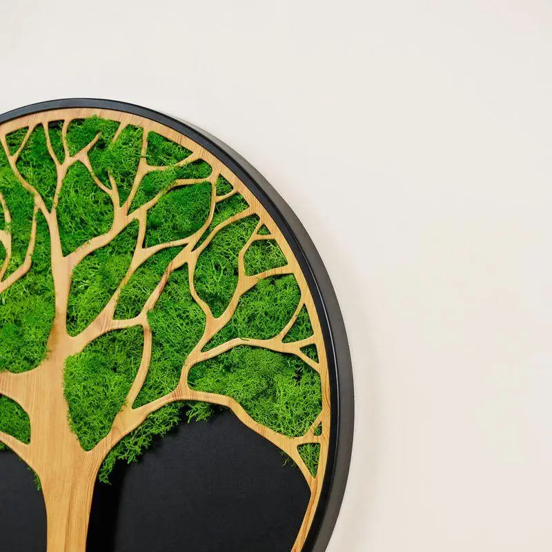 Moss Metal Wall Art Tree Design For Modern Rustic Home Decor